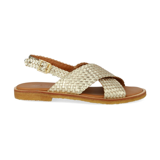 Angulus Sandal Flettet krydsrem Gold