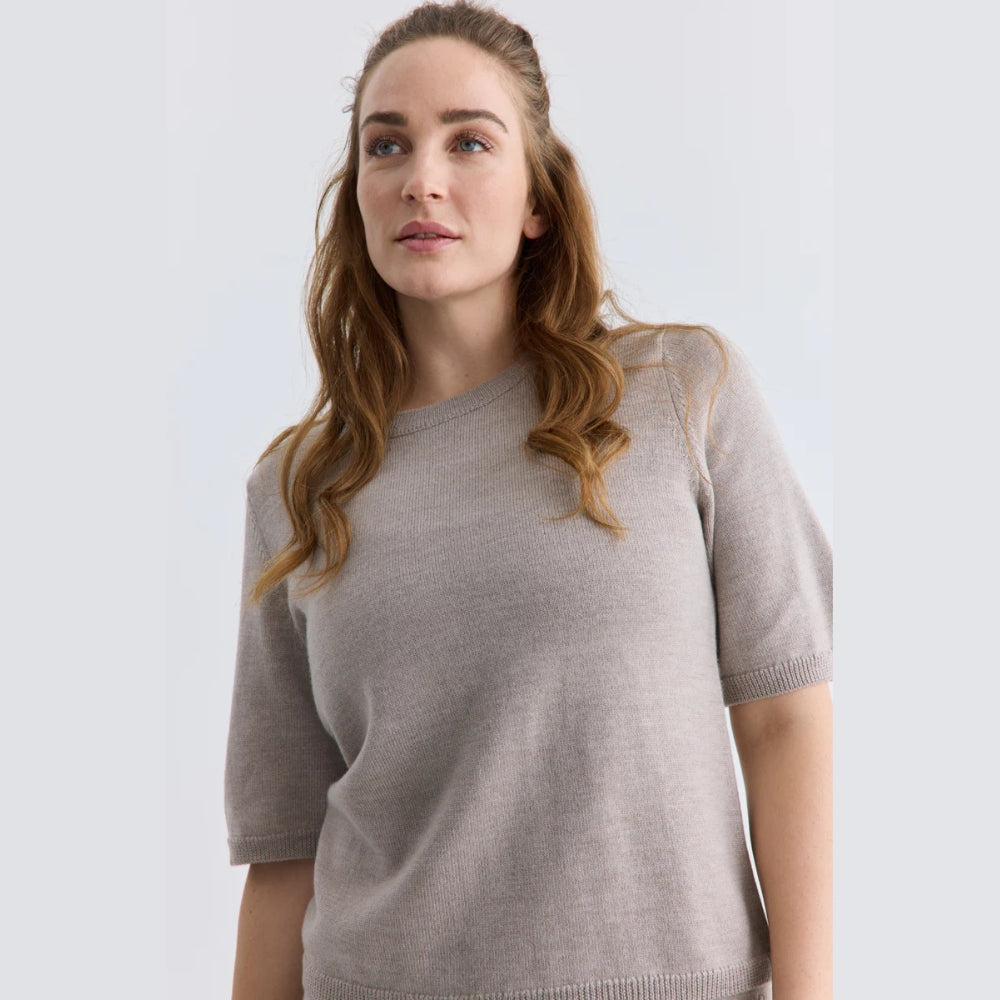 RETHINKIT Wool Short Sleeve Keep Me Warm Sand Melange