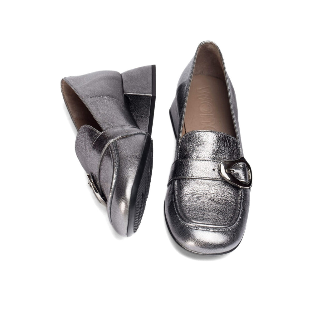 Wonders Loafer m/hæl og spænde Mimosa Plomo Metallic