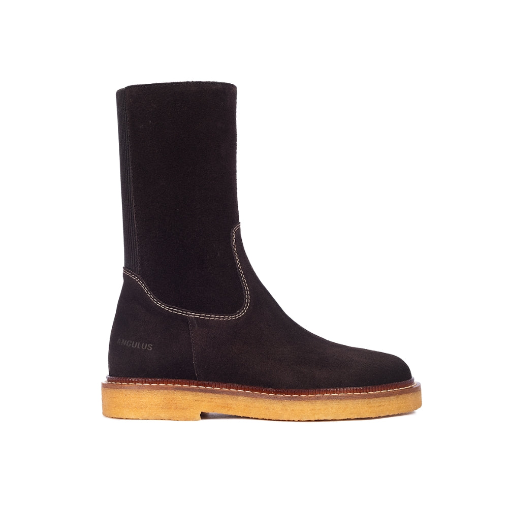Angulus Støvle 1/2 lang Dark Brown Suede