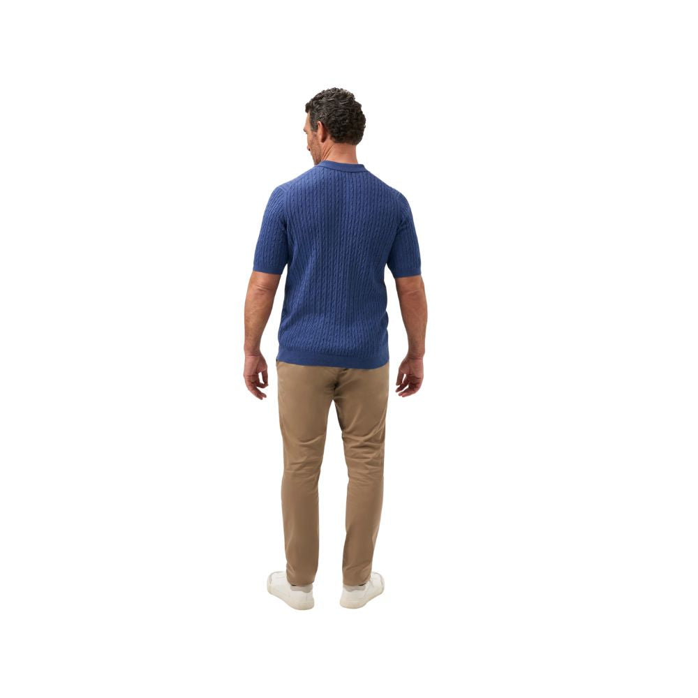 Alan Paine Portmellon Cable Polo Shirt Indigo Mix