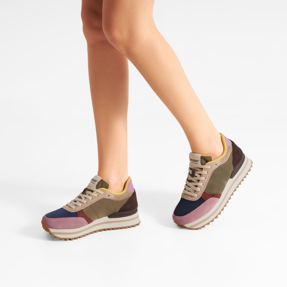 Woden Sneaker Ronja Plateau Dark Algae Multi