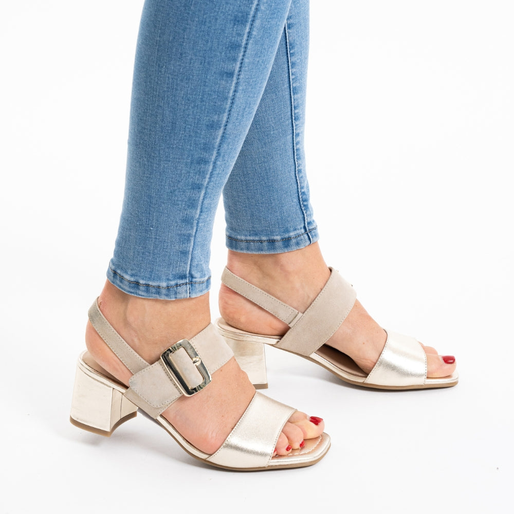 ara sandal m/hæl Brighton Platin/sand