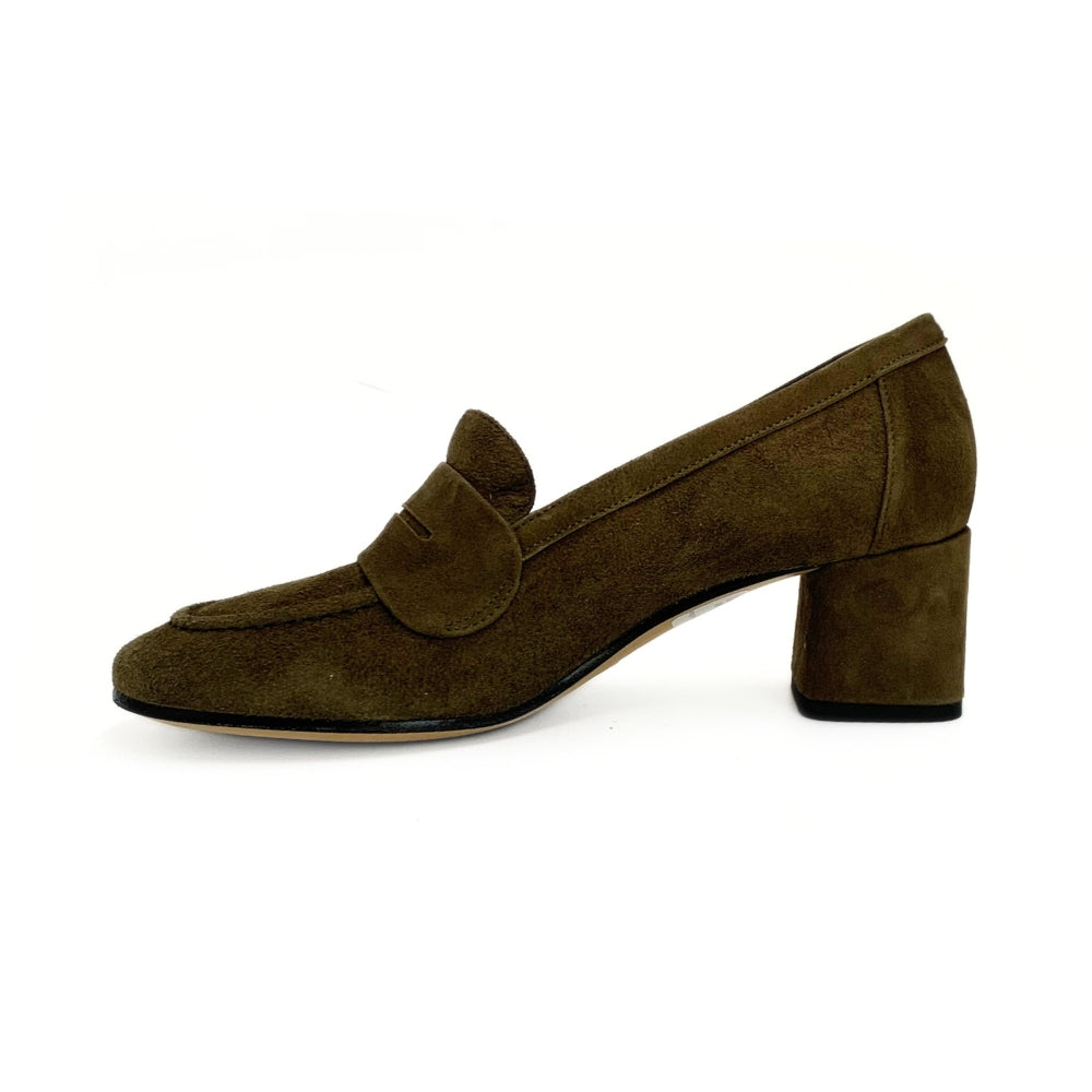 Pomme D'or Loafer m/hæl Ruskind Military