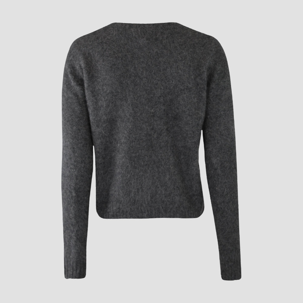 Six Ames Vaskebjørnsstrik Cardigan Dark Grey Melange