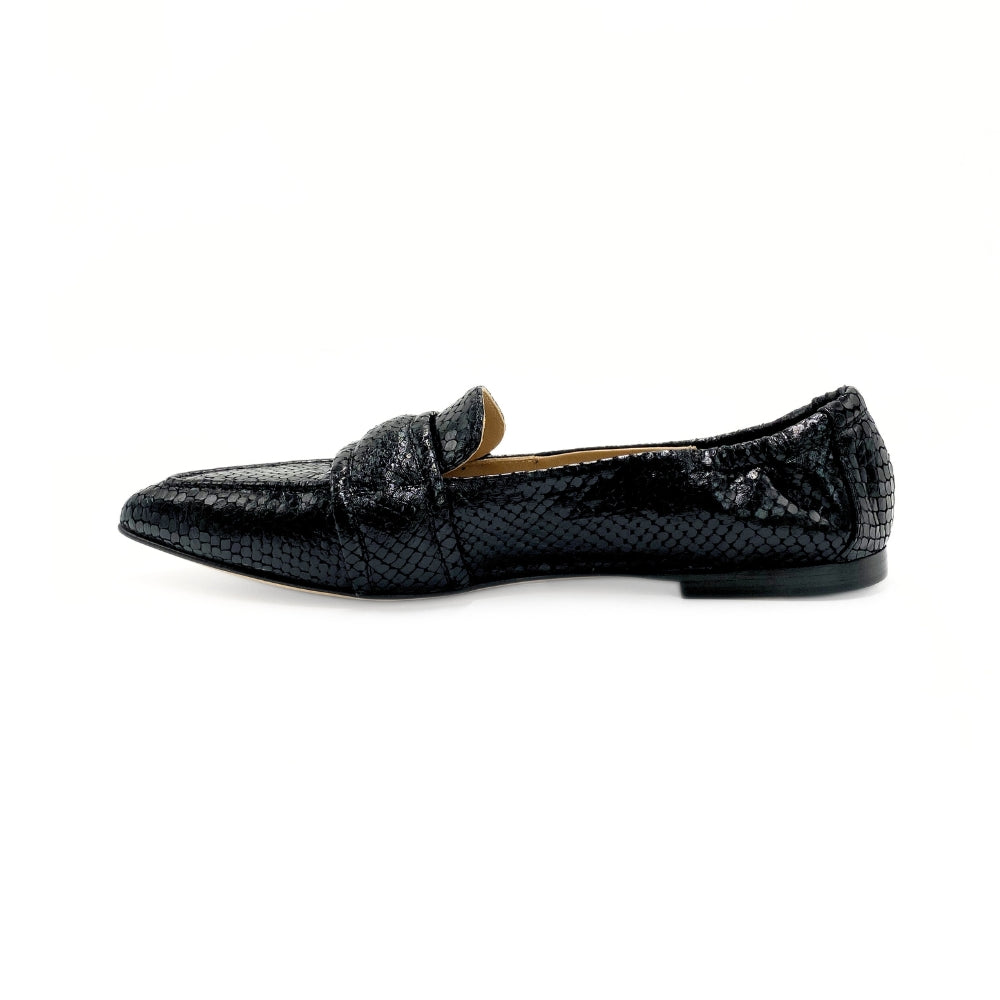 Pomme D'or Loafer Spids Python Print Nero