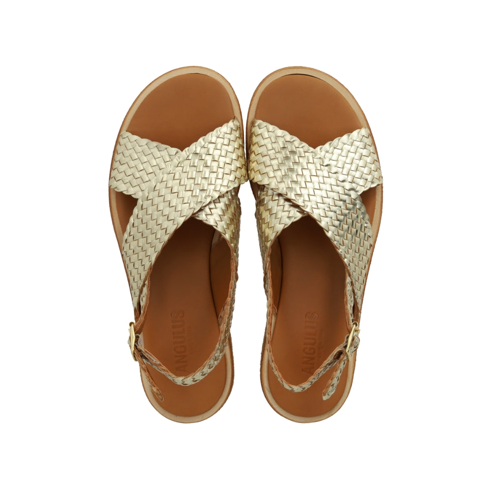 Angulus Sandal Flettet krydsrem Gold