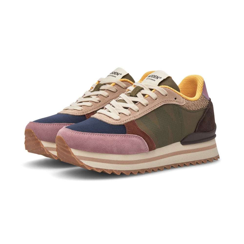Woden Sneaker Ronja Plateau Dark Algae Multi