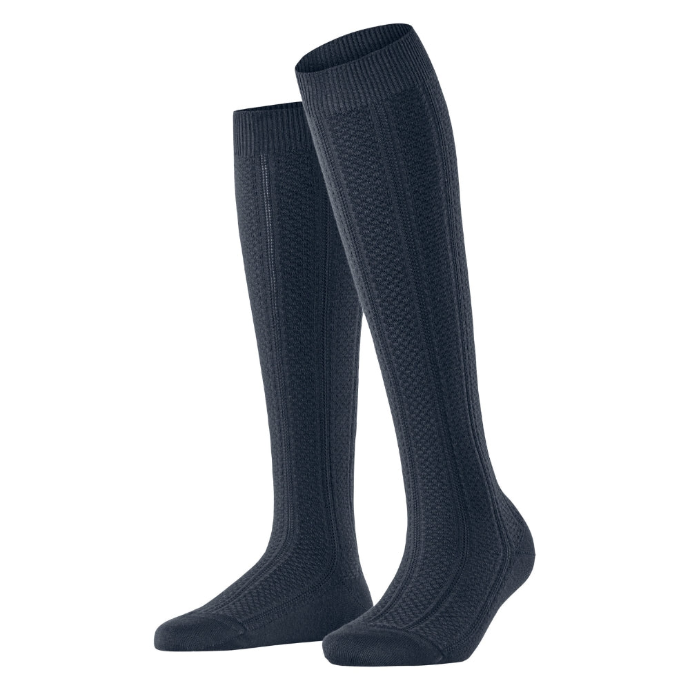 Falke Knæstrømpe Needlepoint Navy