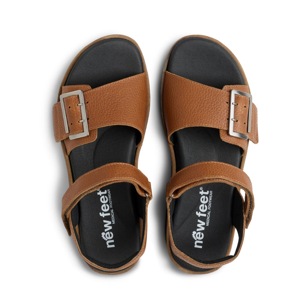 New Feet Sandal m/spænde og velcro Chestnut
