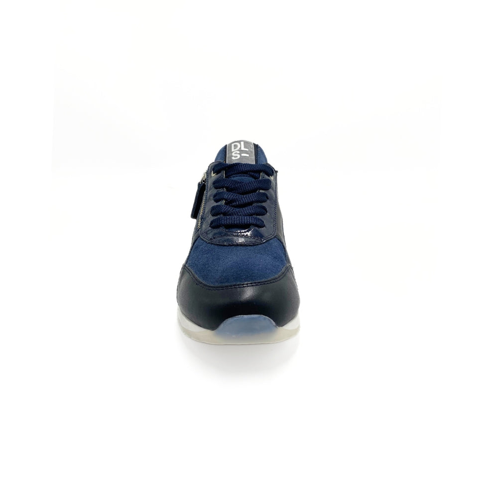 DL Sport Sneaker m/snøre og lynlås Vitello River Velour Blue
