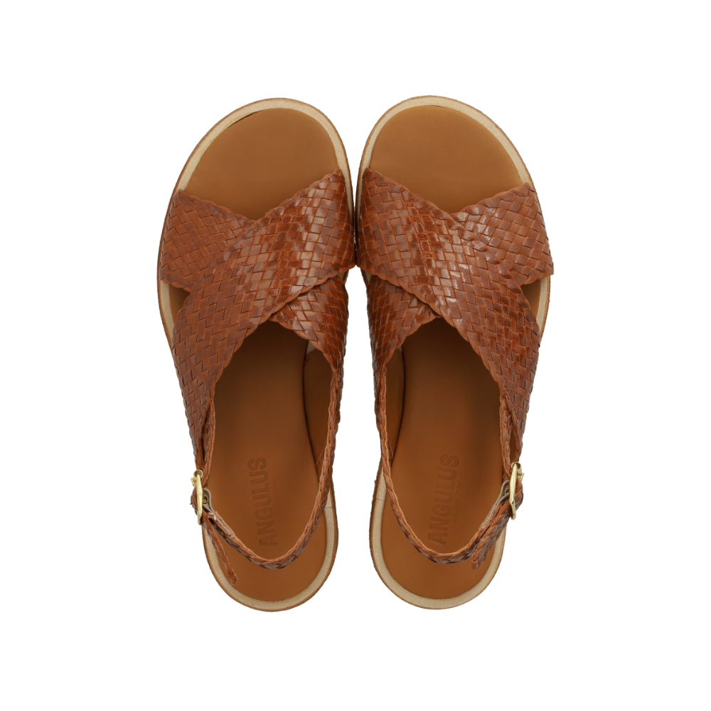 Angulus Sandal Flettet krydsrem Tan