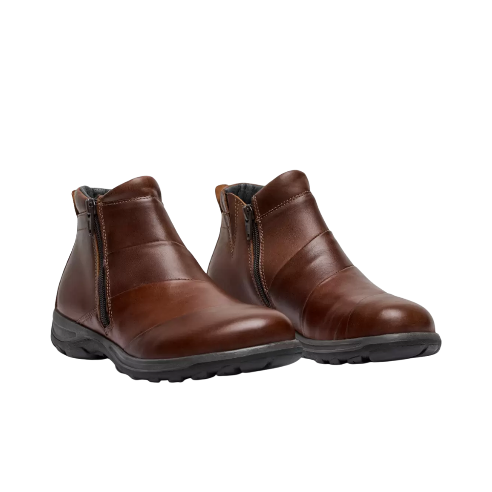 New Feet Støvle m/2 lynlåse Brun