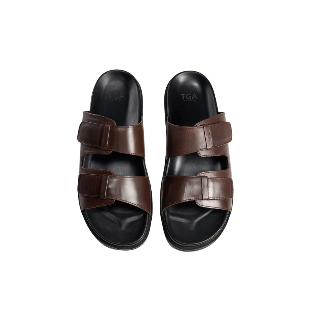 TGA Sandal m/velcro Calf Leather Brown
