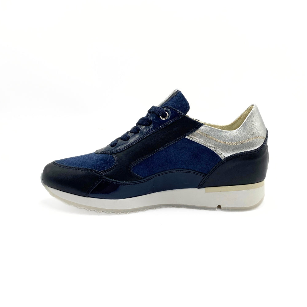 DL Sport Sneaker m/snøre og lynlås Vitello River Velour Blue