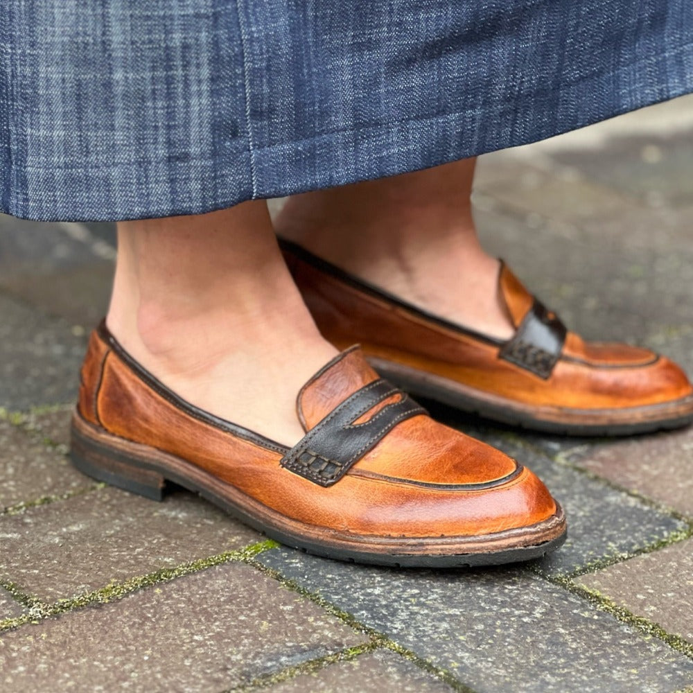 Bubetti Loafer 2 farvet Cognac/m.Brun