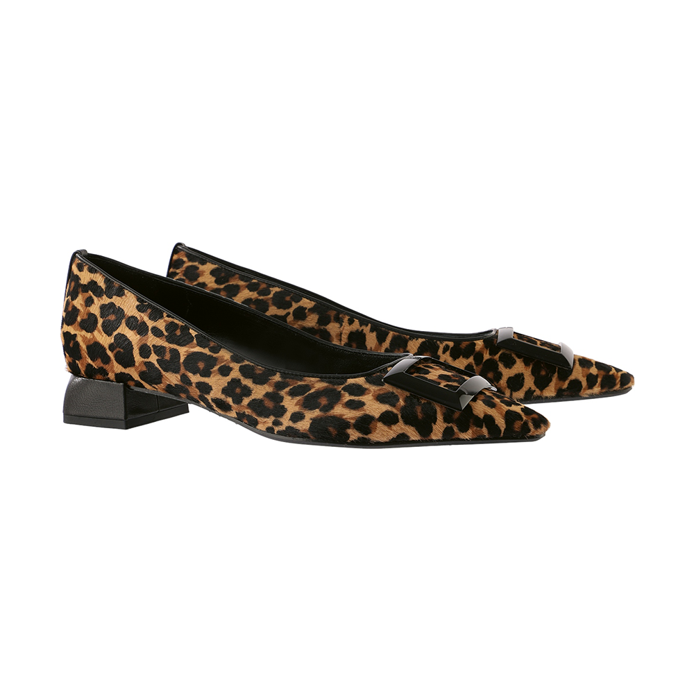Högl pump m/ lav hæl Camel Leohair