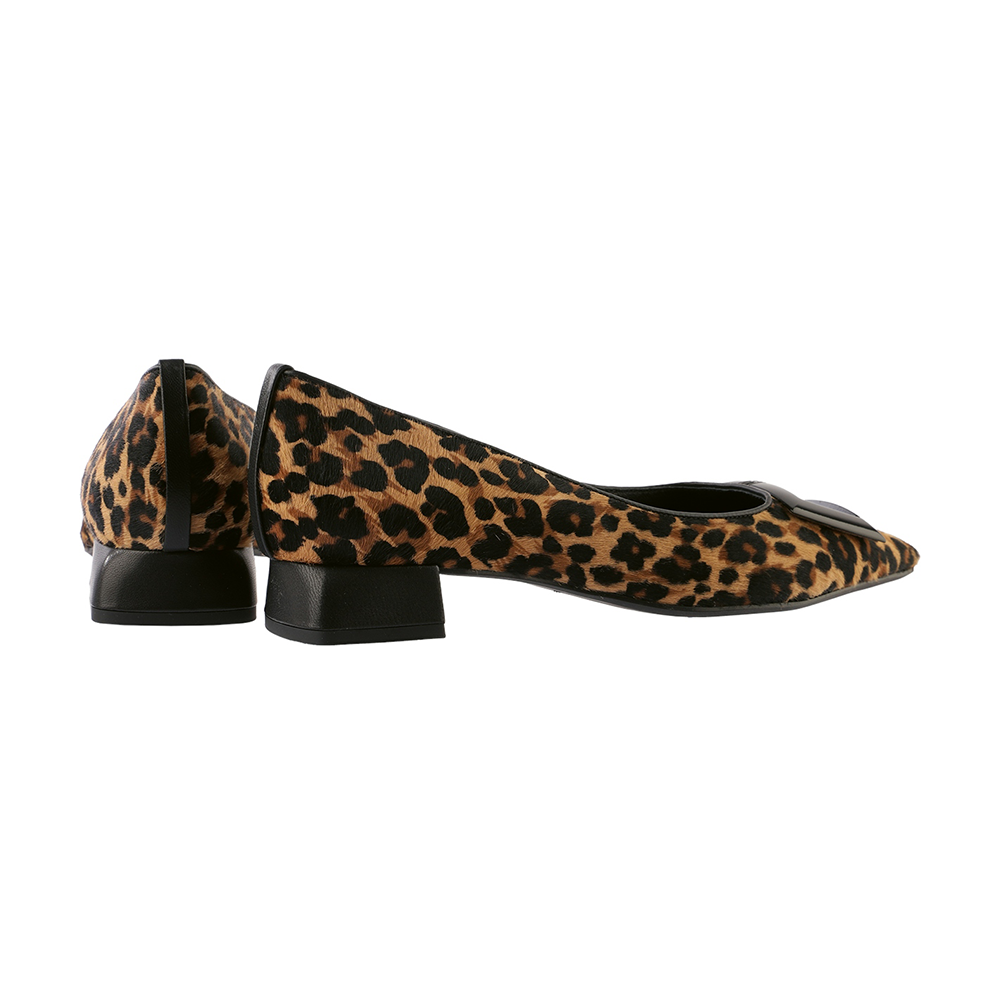 Högl pump m/ lav hæl Camel Leohair
