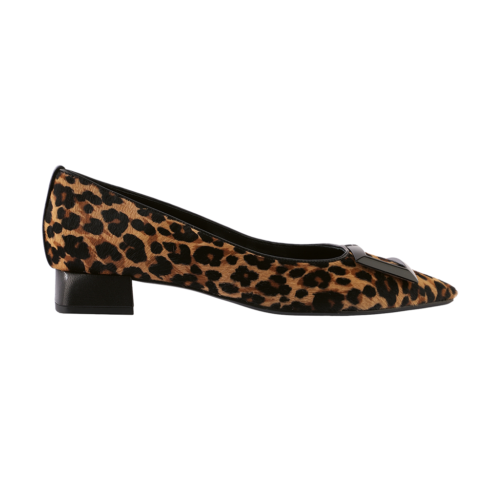 Högl pump m/ lav hæl Camel Leohair