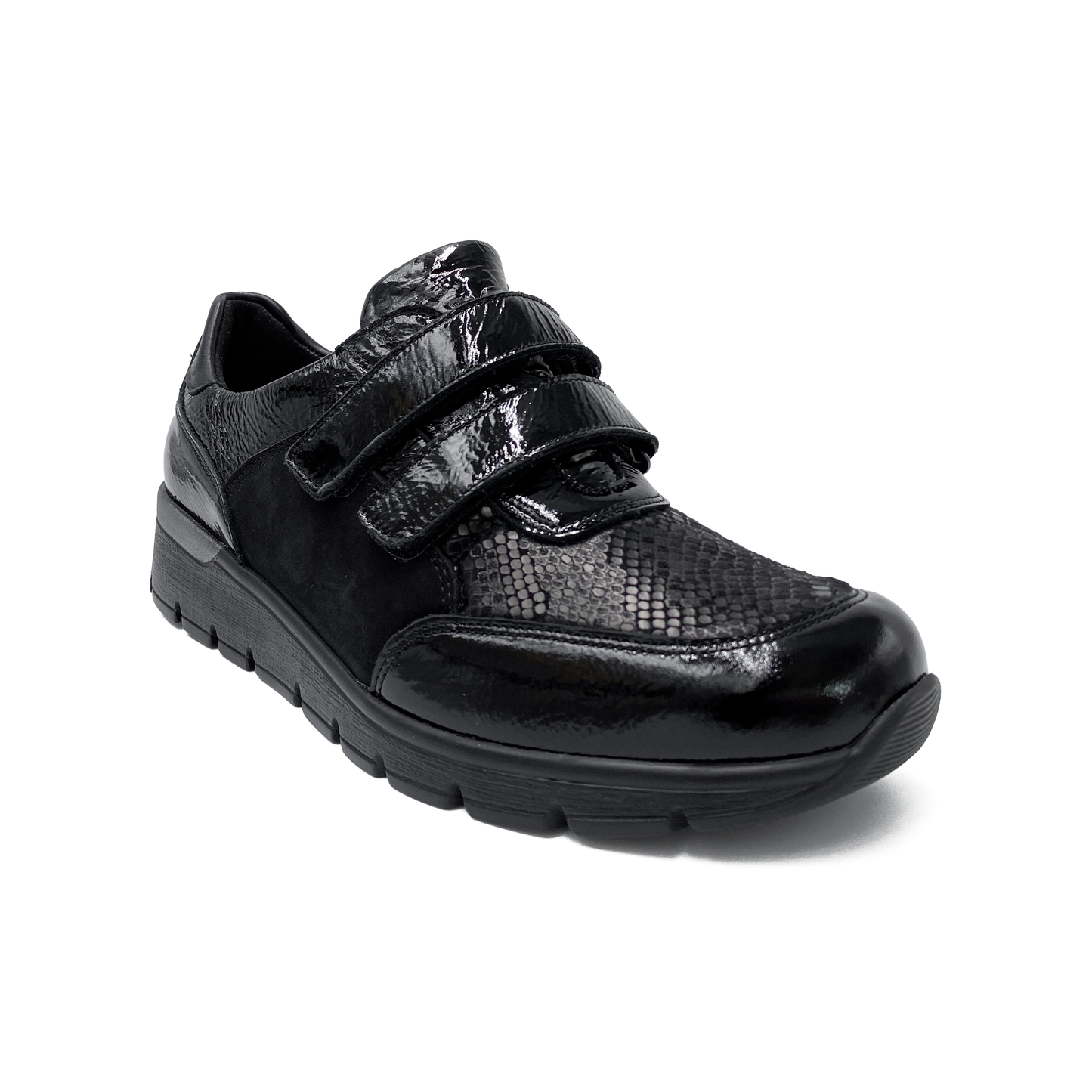 Waldläufer Sneakers m/ velcro og lak Sort