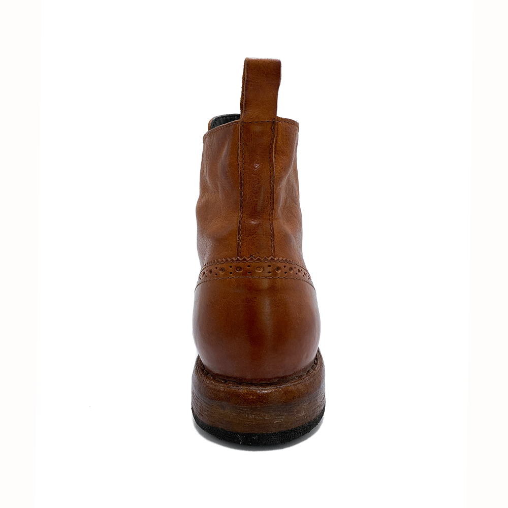 MOMA Dame Støvle m/brokade stikninger Cognac