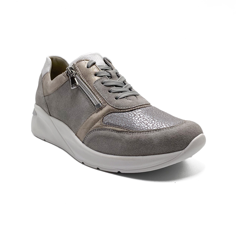Waldläufer Sneakers m/ snøre og lyn Dilara Grey Stein Weiss