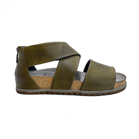 Lofina Sandal m/kork lynlås bag Carciofo
