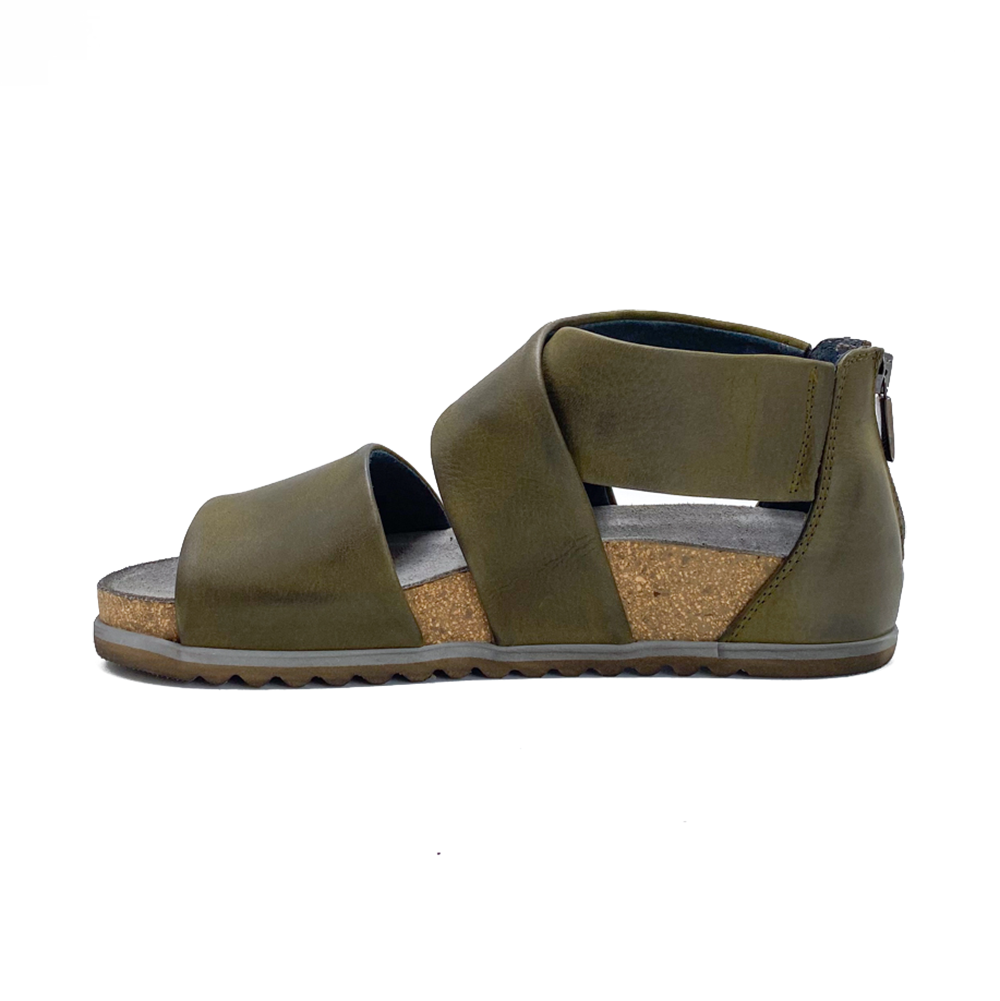 Lofina Sandal m/kork lynlås bag Carciofo