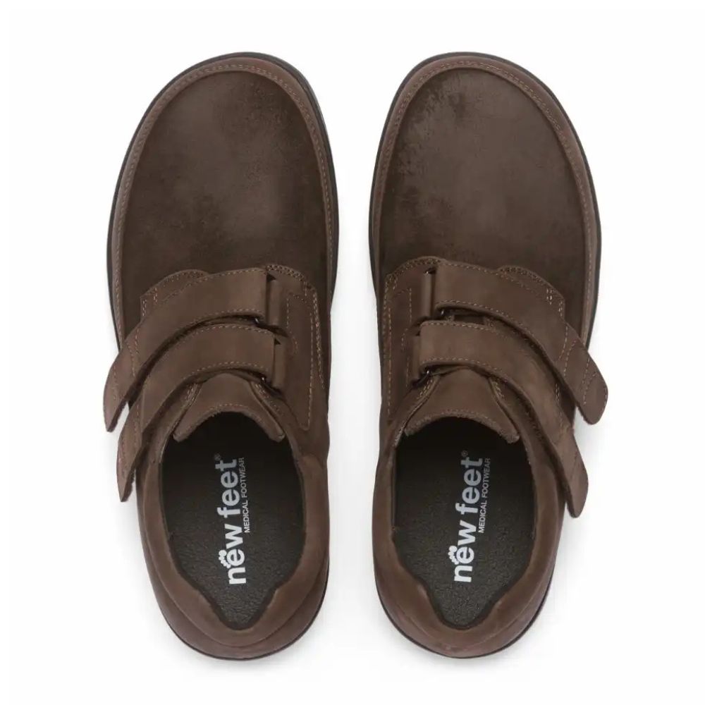 New Feet Herre Sko m/2 Velcro Brun