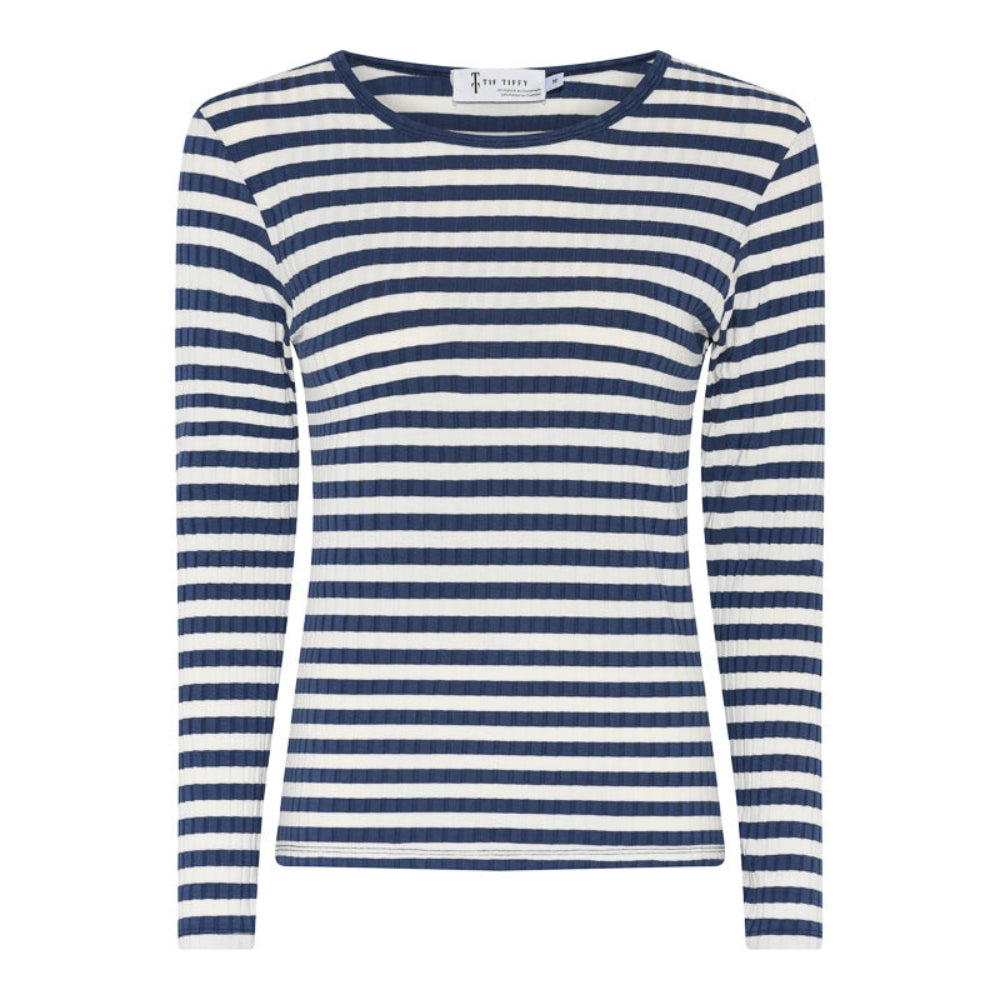 Tif Tiffy Janett TT Stribet T-shirt Stribet Oceana/hvid