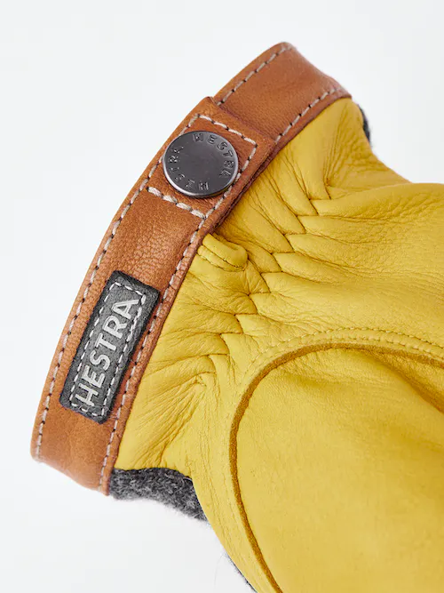 Hestra Herre Handsker Deerskin Wool Tricot Charcoal/Natural yellow