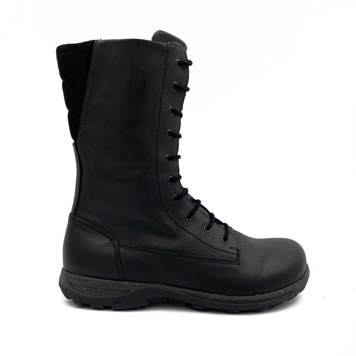 New Feet Høj Damestøvle m/snøre og lynlås Sort