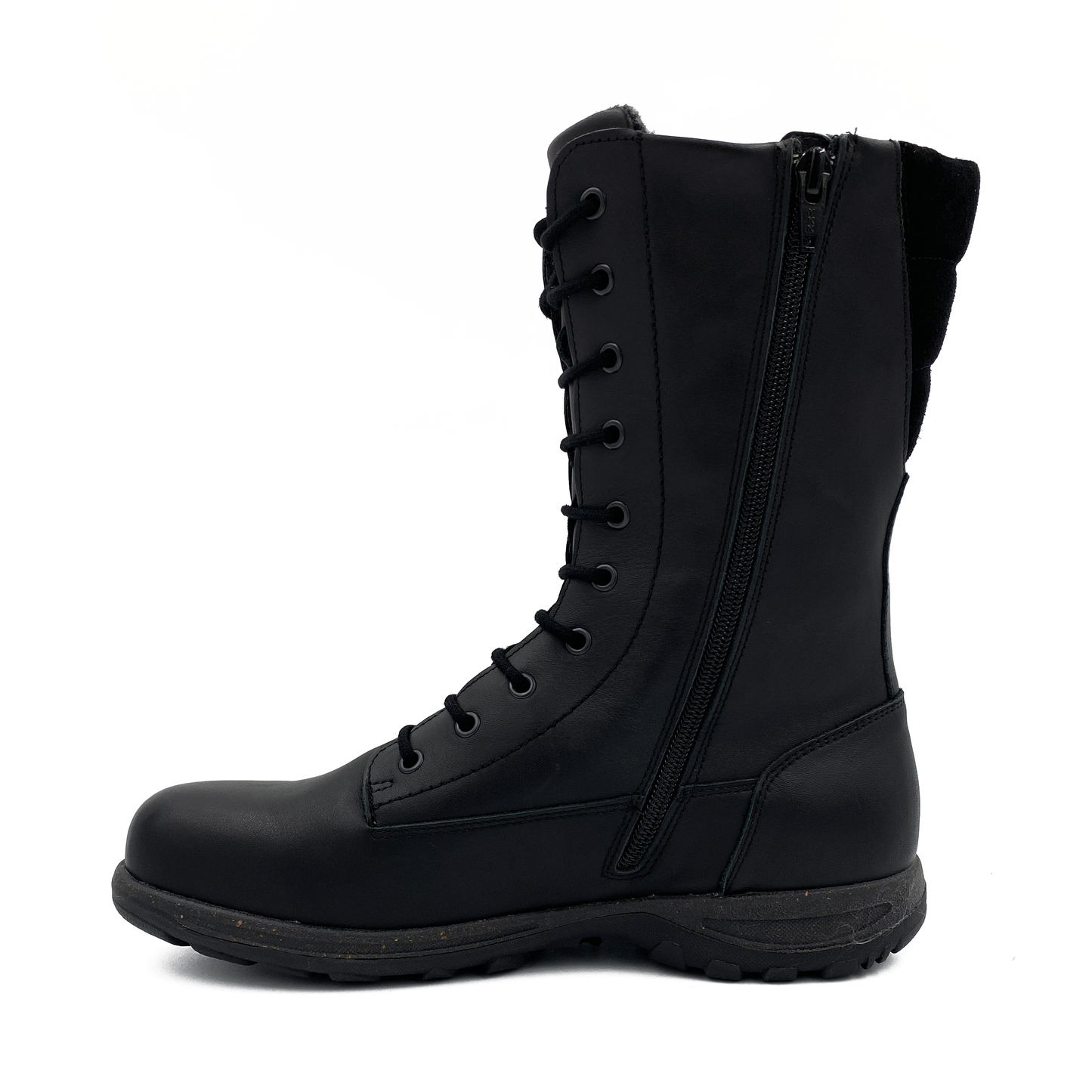 New Feet Høj Damestøvle m/snøre og lynlås Sort