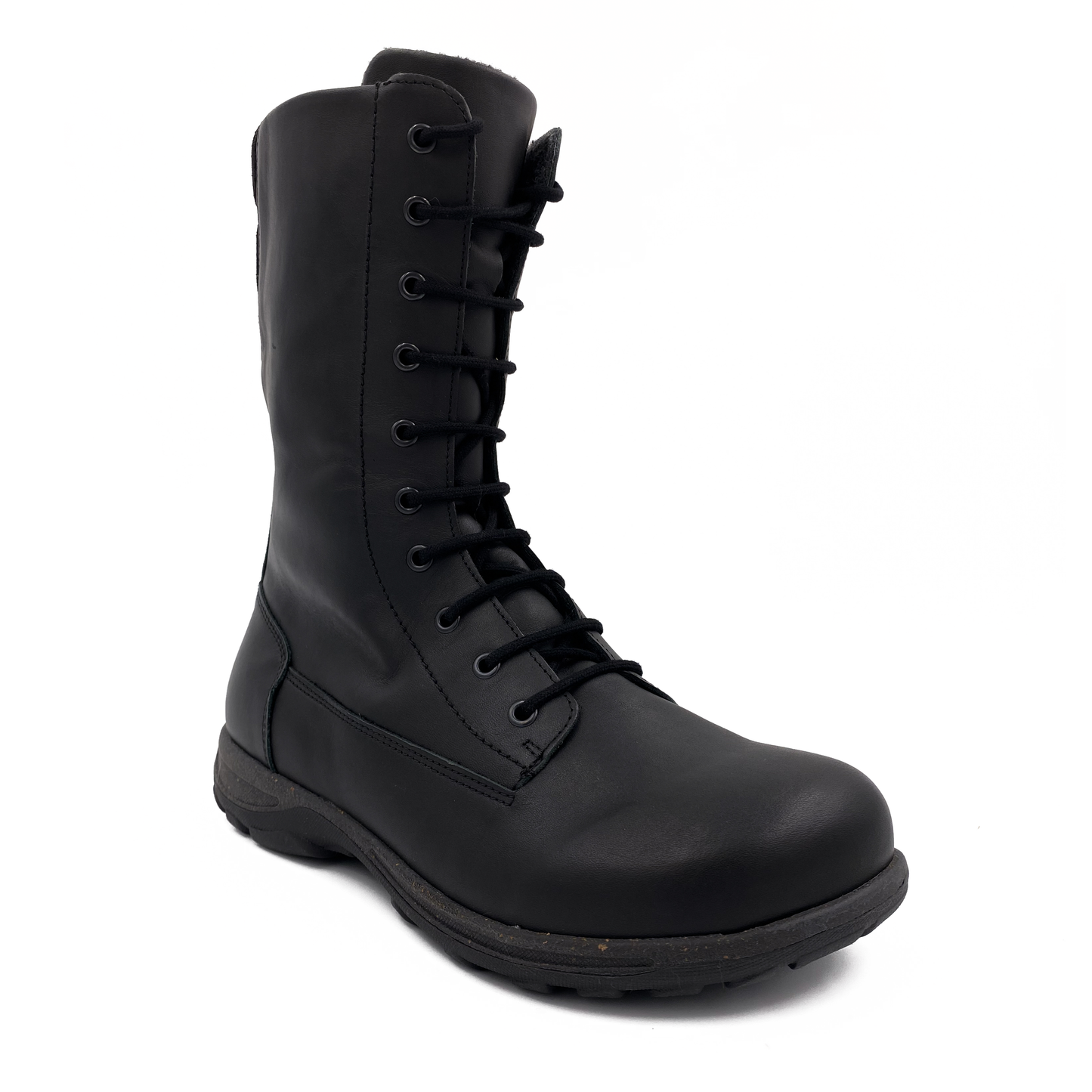 New Feet Høj Damestøvle m/snøre og lynlås Sort