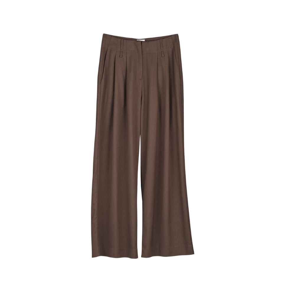 YIN STUDIO LouLou Pants Brown Pinstripe
