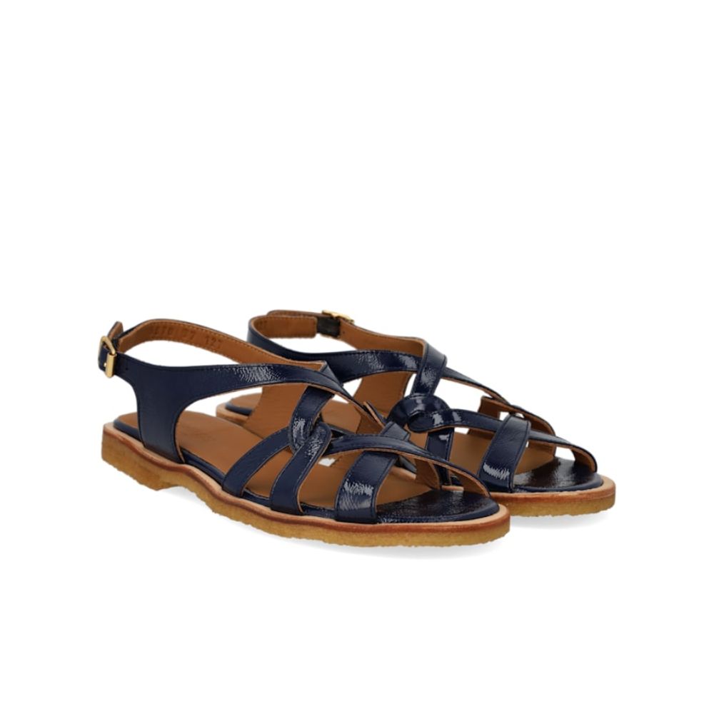 Angulus Sandal m/hælrem flettet Lak Navy