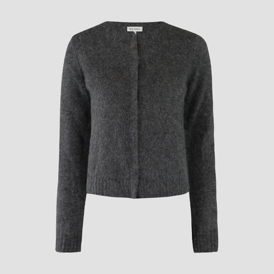 Six Ames Vaskebjørnsstrik Cardigan Dark Grey Melange
