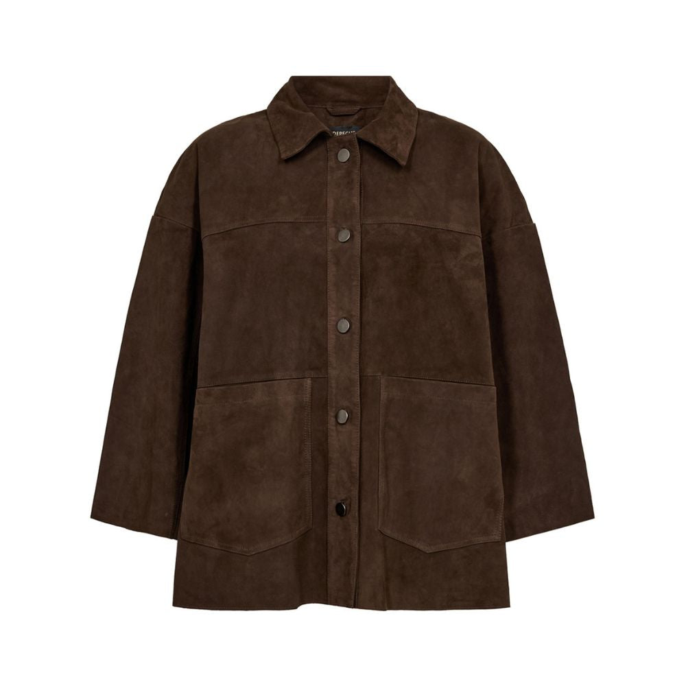 DEPECHE TonjaDep Suede Oversize Shirt Dusty Brown