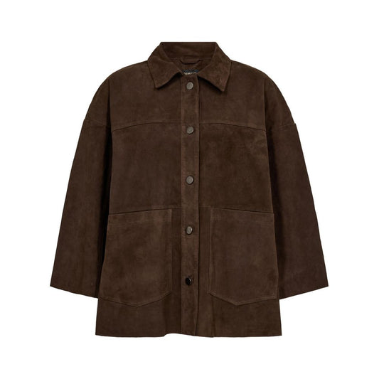 DEPECHE TonjaDep Suede Oversize Shirt Dusty Brown