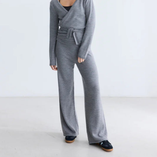 RETHINKIT Wool Pants Keep Me Light Grey Melange