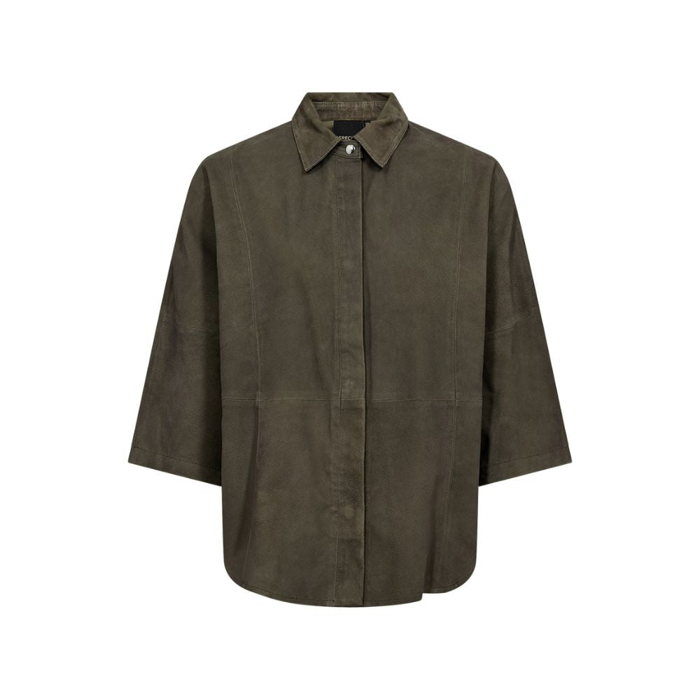 DEPECHE TennaDep Suede Shirt Khaki