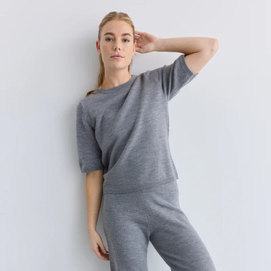 RETHINKIT Wool Short Sleeve Keep Me Light Grey Melange