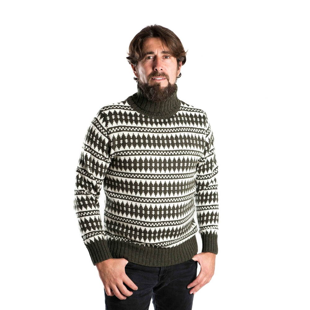 Fuza Wool Men´s Gorm Sweater Olive/White