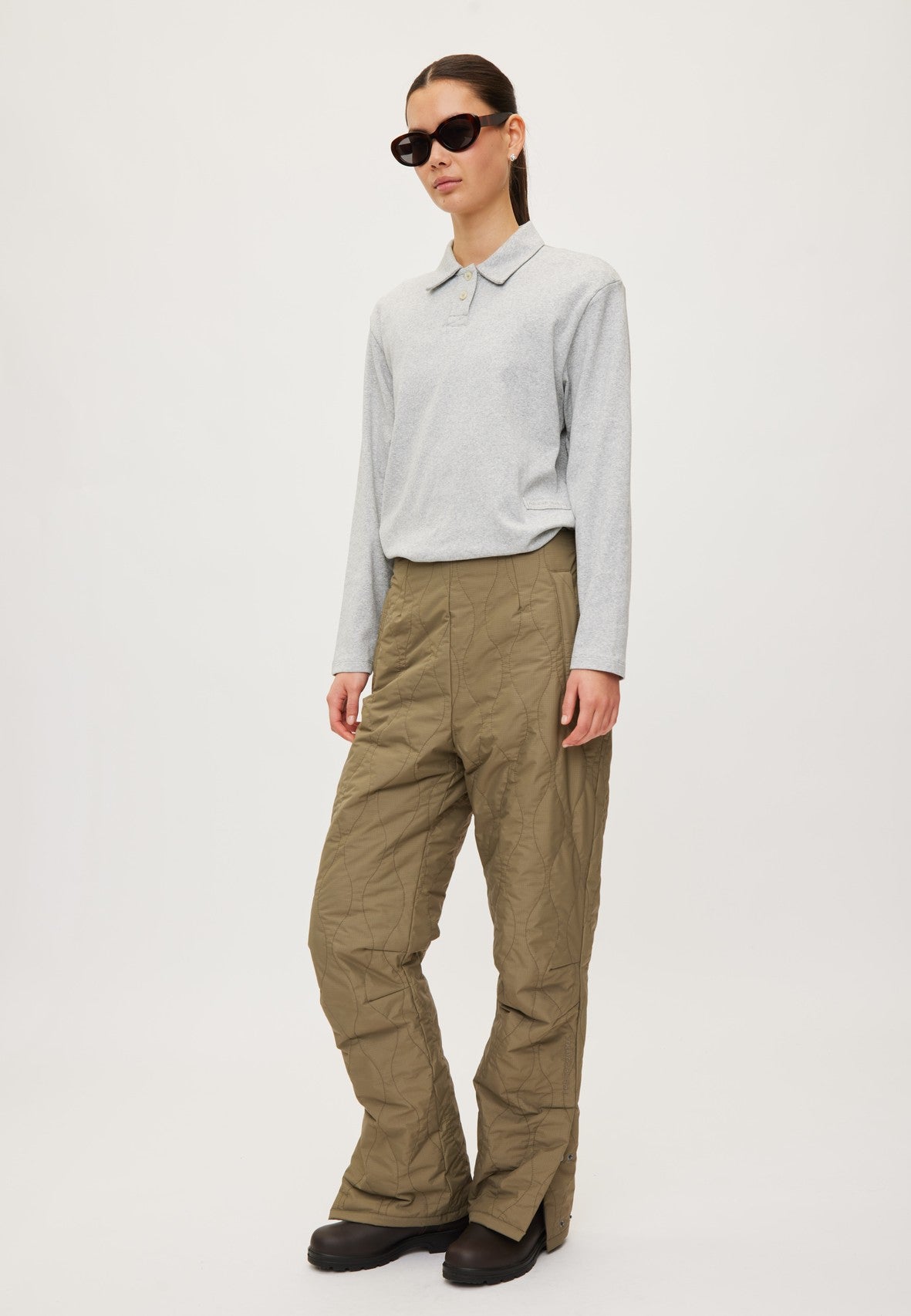 RETHINKIT Quilted Trousers Field Dust Green