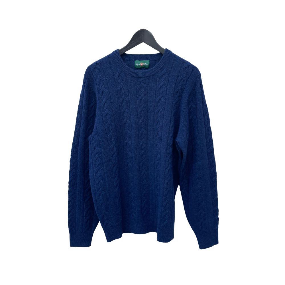 Alan Paine Pembridge Inst Slv Cable & Bar Crew Neck Indigo