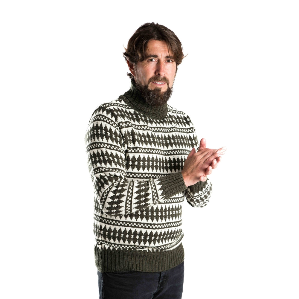 Fuza Wool Men´s Gorm Sweater Olive/White
