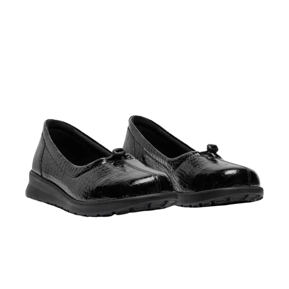 New Feet  Ballerina m/elastik Snøre Sort Krokolak