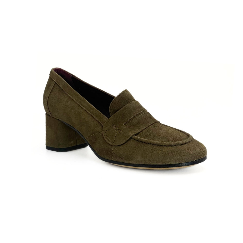 Pomme D'or Loafer m/hæl Ruskind Military