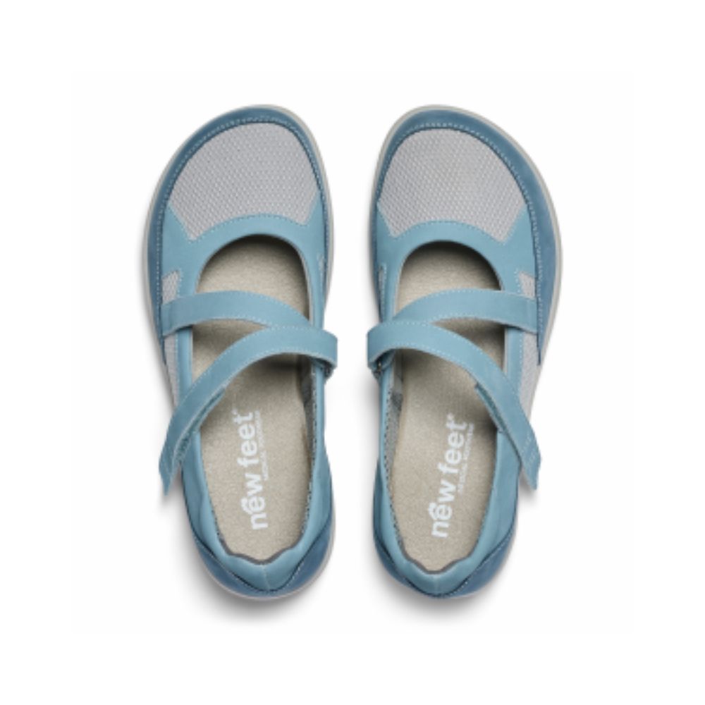 New Feet Ballerina m/velcro Mesh Blue