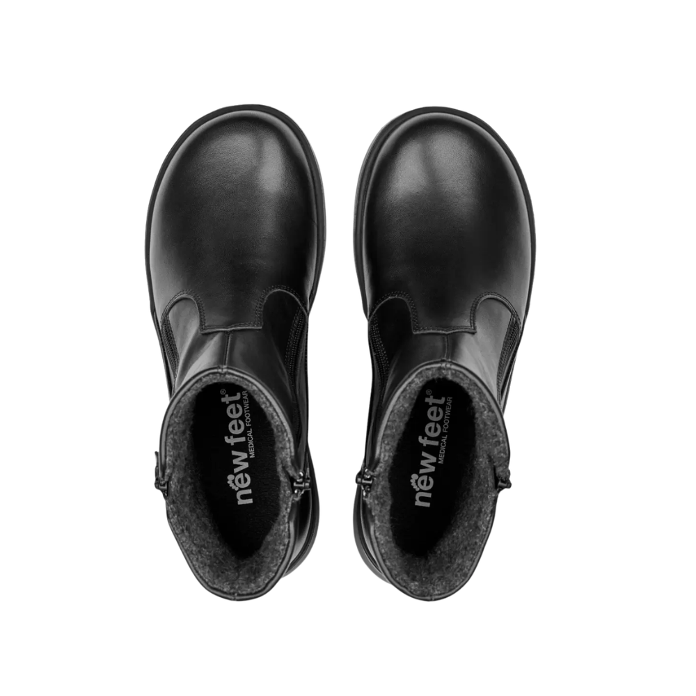 New Feet Dame Støvle m/2Lynlåse Sort